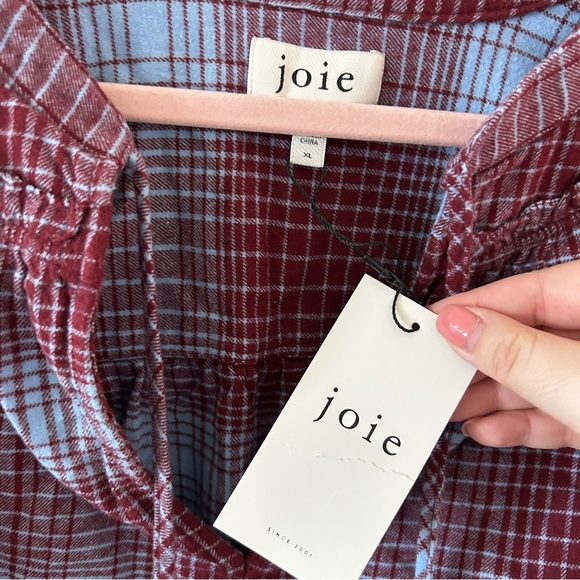 NWT Joie Barrian Plaid Cotton Top - Picture 5 of 6
